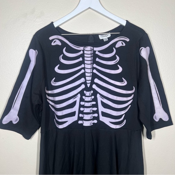 Unique Vintage Womens Black Skeleton Halloween Dress Plus size 2X - Picture 3 of 10